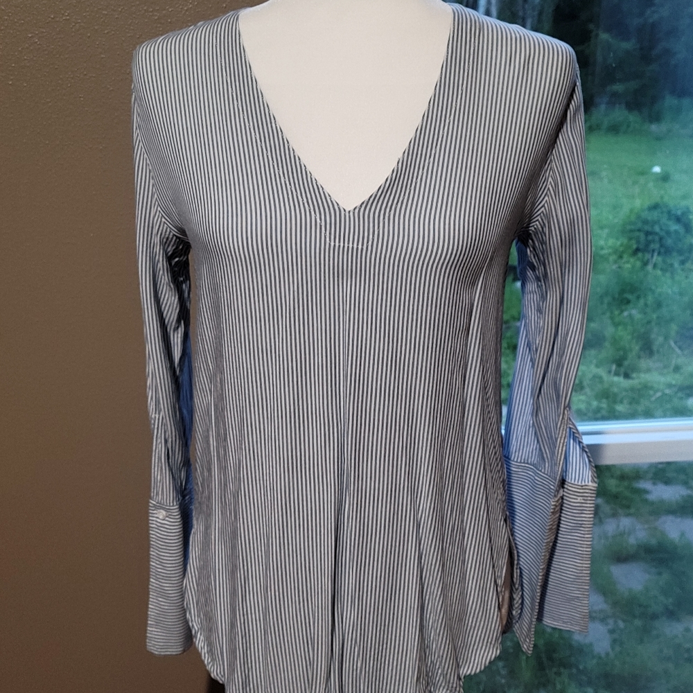 Treasure & Bond Blue White Blouse Sz X-Small